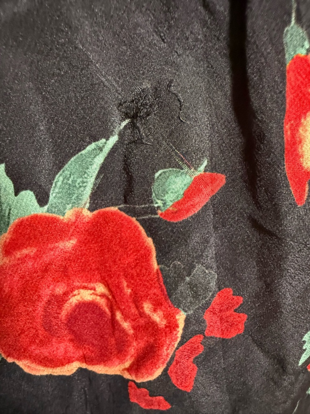 RIXO Bondi Silk Midi Dress Black Red Rose Floral Cottagecore Romantic Date M - Picture 4 of 9